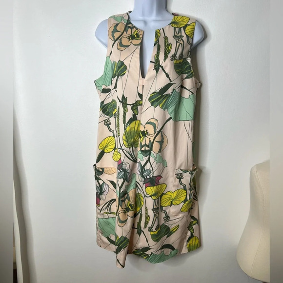 H&M Concious collection pink floral lined shift dress sz 12 with pockets - Picture 1 of 3